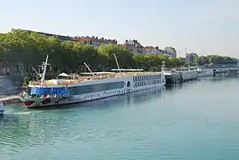 Cruceros atracados en los muelles de Lyon.