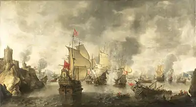 Batalla de las flotas venecianas y holandesas contra los turcos en la bahía de Focea, 1649