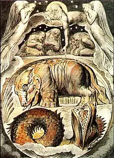 Behemot y Leviatán, de William Blake (antes de 1827).