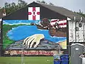 Mural de la Mano Roja, dedicado a la fundación mítica del Ulster, en un barrio lealista de Belfast.