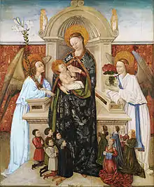 Virgen con el niño, ángeles y familia de donantes, de Bertomeu Baró, c. 1470.