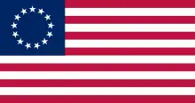 La primera bandera de Estados Unidos (también llamada: bandera de Betsy Ross).