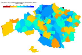 Crecimiento de la población por municipio (2008 - 2018)