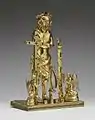Relicario bohemio del Señor de las penas: plata dorada, plata, esmalte champleve, pasta de vidrio (imitación rubí). Museo Walters.