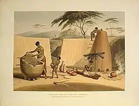 mujeres Booshuana fabricando loza (1805)