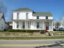 A white two-story house