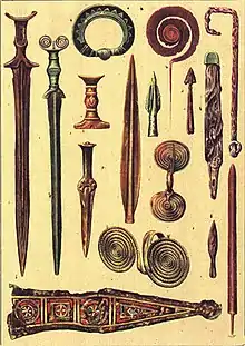 Diversos objetos del Bronce final de Rumanía