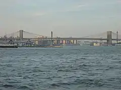 Panorama del río alrededor del puente de Brooklyn.