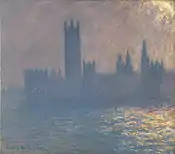 Efecto de la luz solar sobre las Casas del Parlamento ("Le Parlement effet de soleil"), pintura de Claude Monet.