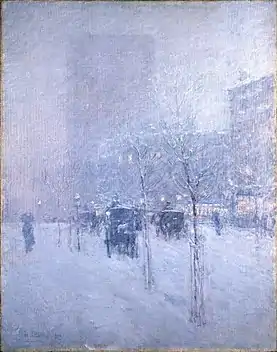 Childe Hassam, Final de la tarde, Nueva York, invierno, c. 1900