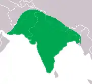 Área de distribución del búho bengalí
