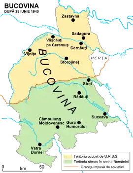 División de Bucovina en 1940.