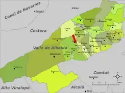 Localización en la comarca del Valle de Albaida
