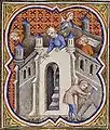 Ejecución de trabajos para el Templo de Salomón. Biblia Historiada, 1450.