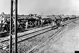 Escenas de un patio de ferrocarril durante la acción de marzo