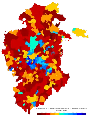 Crecimiento de la población entre 2008 y 2018