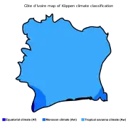 Clasificación climática de Köppen en Costa de Marfil