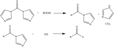 Esquema de la reacción de ácido carboxílico