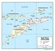 El distrito de Oecussi-Ambeno en Timor, donde ficticiamente se sitúa el Sultanato de Occusi Ambeno, estado creado por Bruce Grenville que produce sellos.