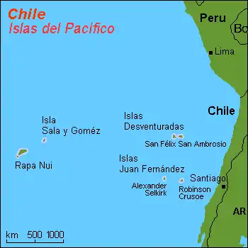 Localización del archipiélago Juan Fernández