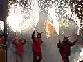 Cabalgata del fuego en las Fallas de Valencia.