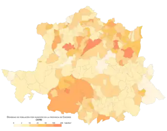 Mapa de densidad de población por municipios