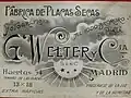 Caja de placas fotográficas fabricadas por G. Welter y Compañía, en Madrid, hacia el año 1912. Fototeca del IPCE.