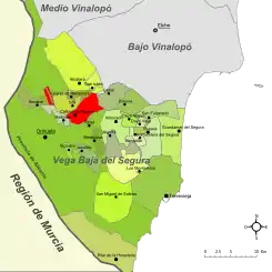 Localización de Callosa de Segura respecto a la Vega Baja del Segura