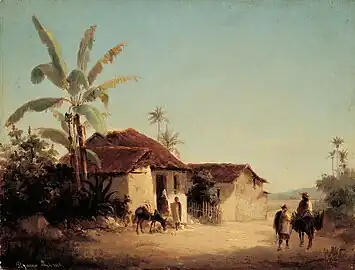 Paisaje tropical con casas rurales y palmeras, c. 1853. Galería de Arte Nacional, Caracas