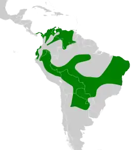 Distribución geográfica del picoguadaña piquirrojo.
