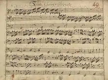 Manuscrito de Pisendel de la Trío sonata para violín, violoncello y continuo en Sol mayor RV 820