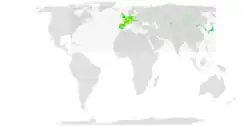 Área de distribución de la corneja negra