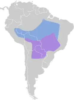 Distribución geográfica del burlisto castaño.