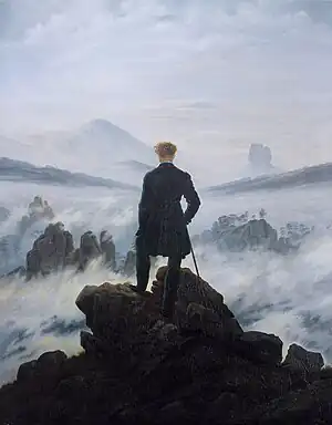 El caminante sobre el mar de nubes, de Caspar David Friedrich, 1818.