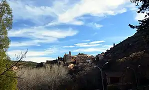 Vista parcial (noroccidental) del caserío de Castielfabib, desde la Ermita de la Virgen de Gracia (2018).