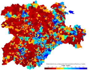 Crecimiento de la población entre 1998 y 2008