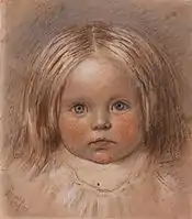 Retrato de la segunda hija del artista (Catherine Madox Brown) por Ford Madox Brown, 1852, Walker Art Gallery, 19   cm x 16.5   cm, número de acceso WAG10507