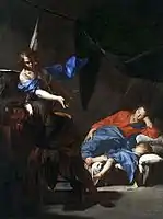 Bernardo Cavallino , c. 1645. Dado el tamaño de Jesús y el alojamiento básico, este podría ser el tercer sueño.