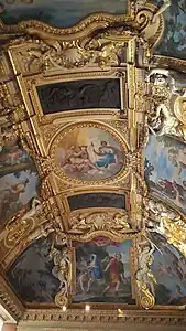 Techo barroco de la Salle des Saisons (Sala de las estaciones) del Palacio del Louvre, obra de Giovanni Francesco Romanelli, Michel Anguier y Pietro Sasso, mediados del siglo XVII