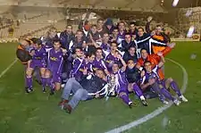 Celebración del Real Jaén al ganar el título.