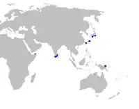 Área de distribución del quelvacho enano (en azul).