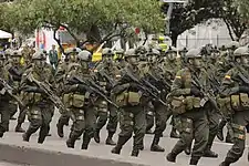 Policías en un desfile del Día de la Independencia