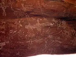 Diversos animales pintados en Cerro Colorado (datación imprecisa), paleolítico americano.
