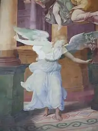 La Anunciación pintura al fresco en la Abadía de Chaalis.