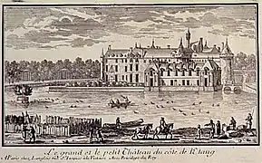 Palacio de Chantilly, donde tuvo lugar el extraordinario banquete que el Gran Condé ofreció a Luis XIV (maître d'hôtel François Vatel, 1671).