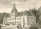 Esbozo de la fachada principal del palacio en 1890, poco después de su ampliación.