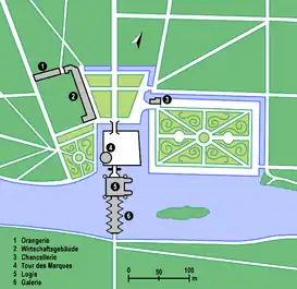 Plano del castillo y sus jardines