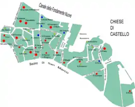 Localización en el sestriere de Castello