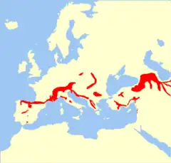 Distribución de Chionomys nivalis.