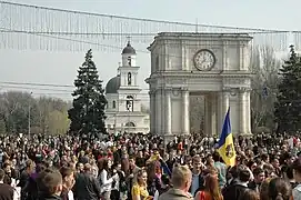 Manifestantes en el bulevard Ştefan cel Mare